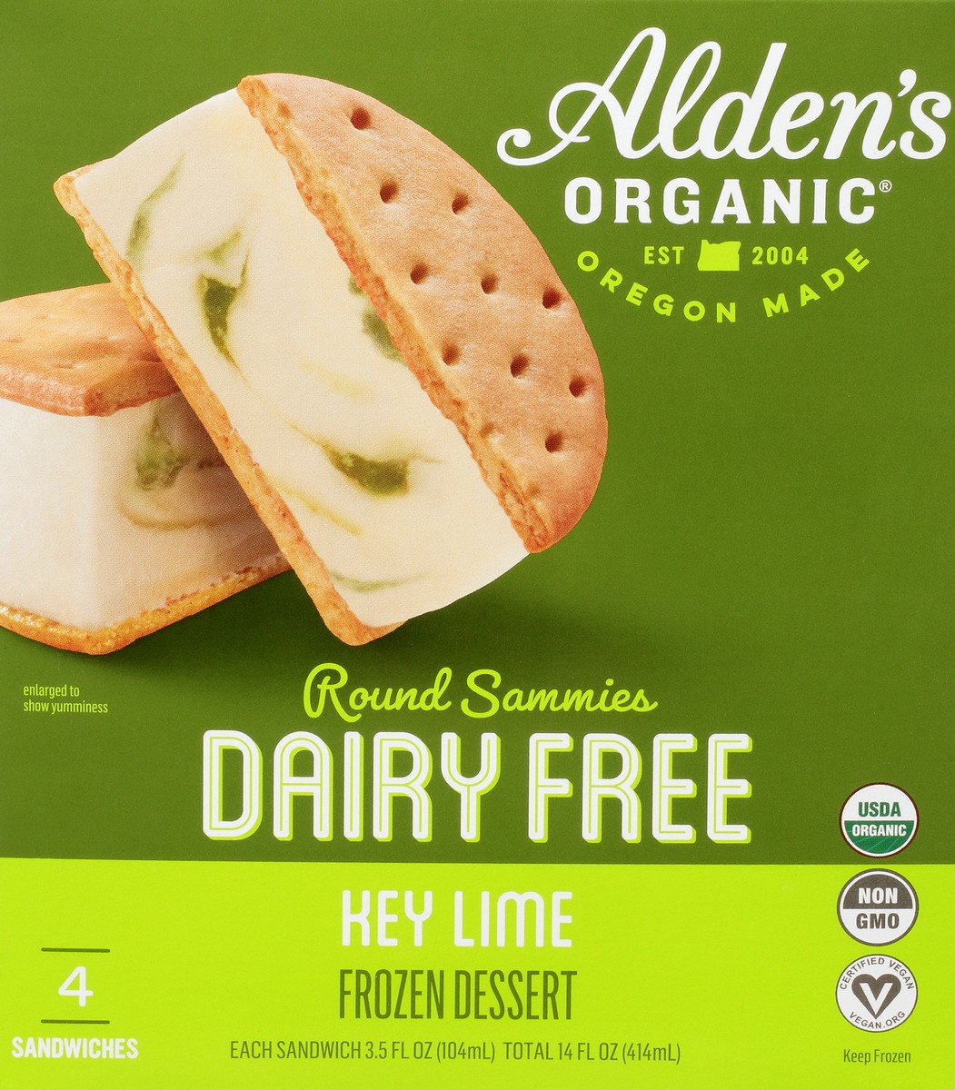 slide 1 of 9, Alden's Frozen Dessert, Dairy Free, Key Lime, Round Sammies, 4 ct