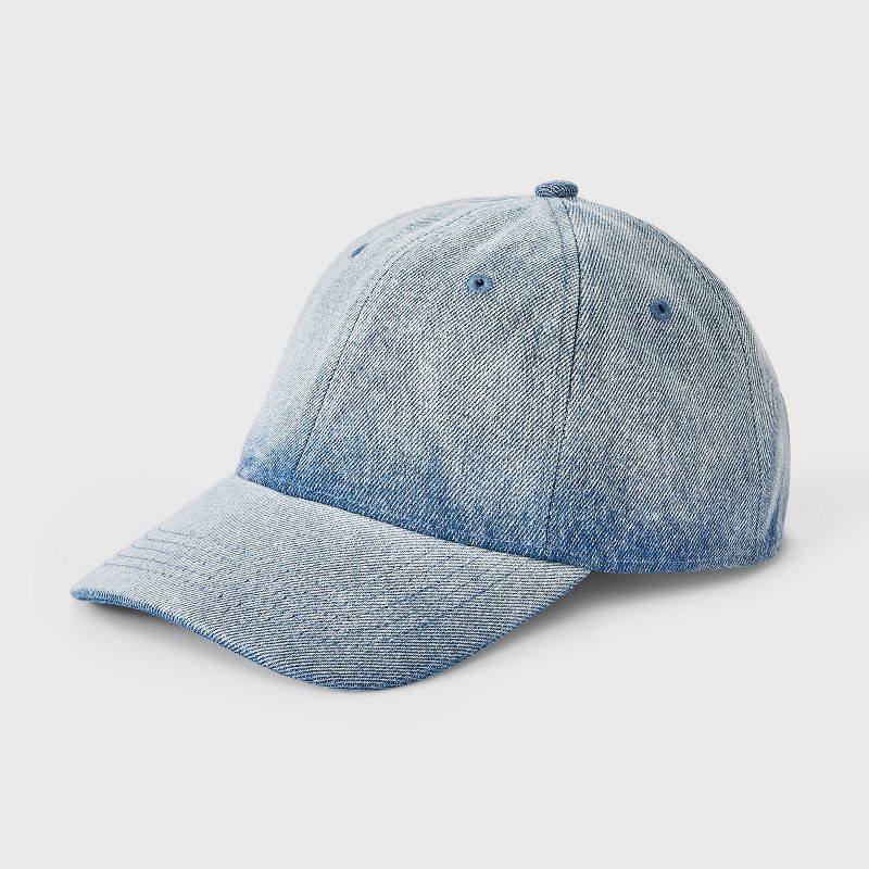 slide 1 of 4, Denim Frayed Baseball Hat - Universal Thread™ Blue Denim, 1 ct