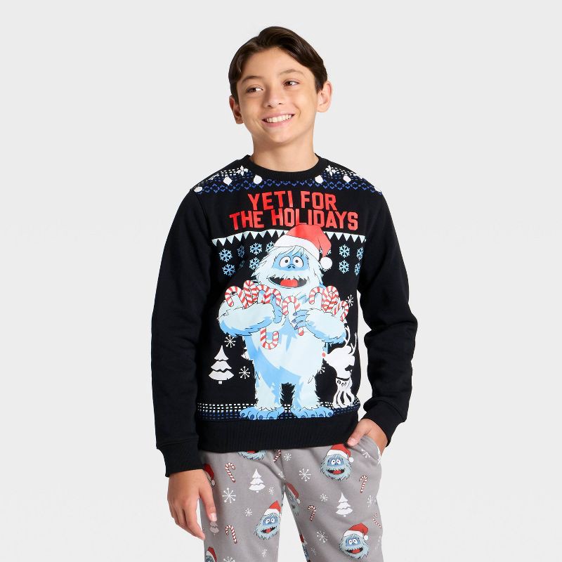 slide 1 of 3, DreamWorks Boys' Bumble the Abominable Snowman Graphic Fleece Sweatshirt - Black XL, 1 ct