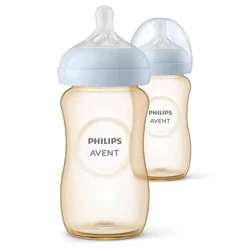 Philips Avent PPSU Natural Baby Bottles with Medium Flow Nipples - 9 fl oz/2pk: BPA-Free, Silicone Nipples