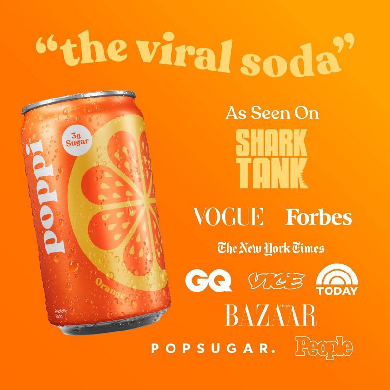 slide 4 of 5, poppi Orange Prebiotic Soda - 6PK/7.5 oz Mini Cans, 6 ct; 7.5 fl oz