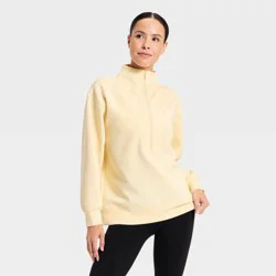 Women's Airy Sleek Deep Zip Pullover Sweatshirt - All In Motion™ Light Yellow L
