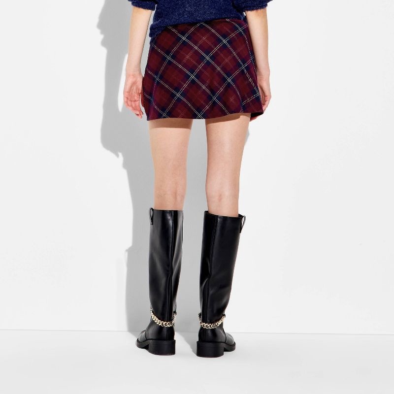 slide 3 of 3, Women's Plaid Mini A-Line Skort - Wild Fable™ Burgundy Plaid XXS, 1 ct