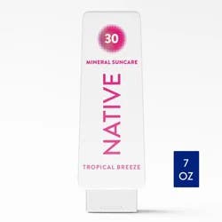Native Mineral Sunscreen with Zinc Oxide - Tropical Breeze - SPF 30 - 7oz: Whole Body, Moisturizing, Vegan