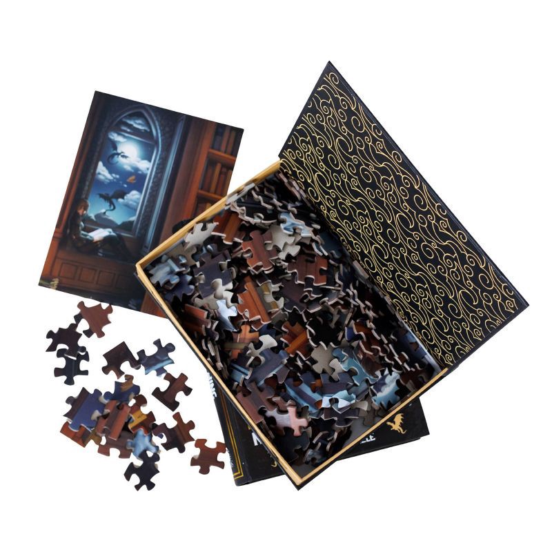 slide 3 of 3, Kingdom of Threads Fourth Wing Night in the Archives Puzzle - 250pc, 250 ct