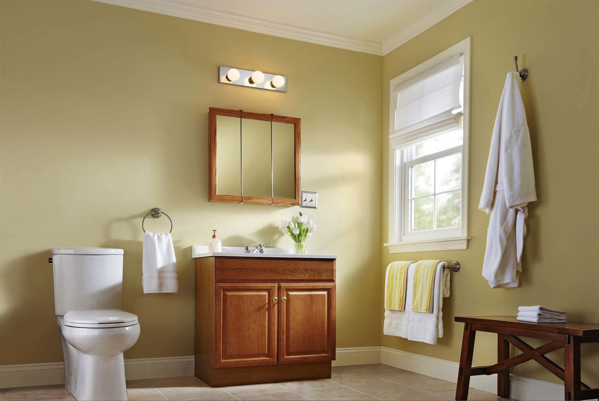 slide 2 of 6, Project Source 24.25-in x 24-in Surface Mount Oak Mirrored Square Medicine Cabinet, 1 ct