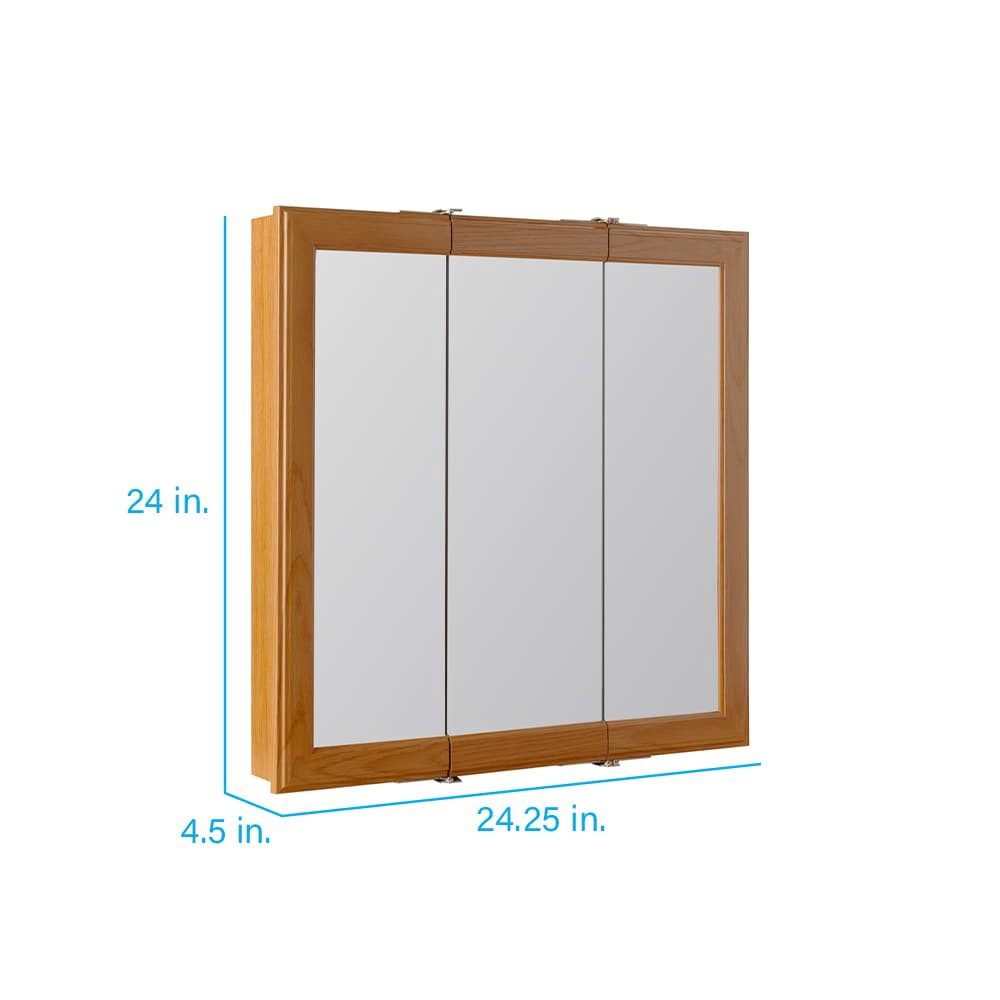 slide 3 of 6, Project Source 24.25-in x 24-in Surface Mount Oak Mirrored Square Medicine Cabinet, 1 ct