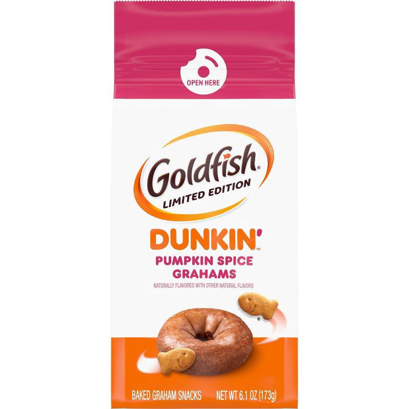 slide 1 of 6, Goldfish Dunkin’™ Pumpkin Spice Graham Crackers, 6.1 oz. bag, 6.1 oz