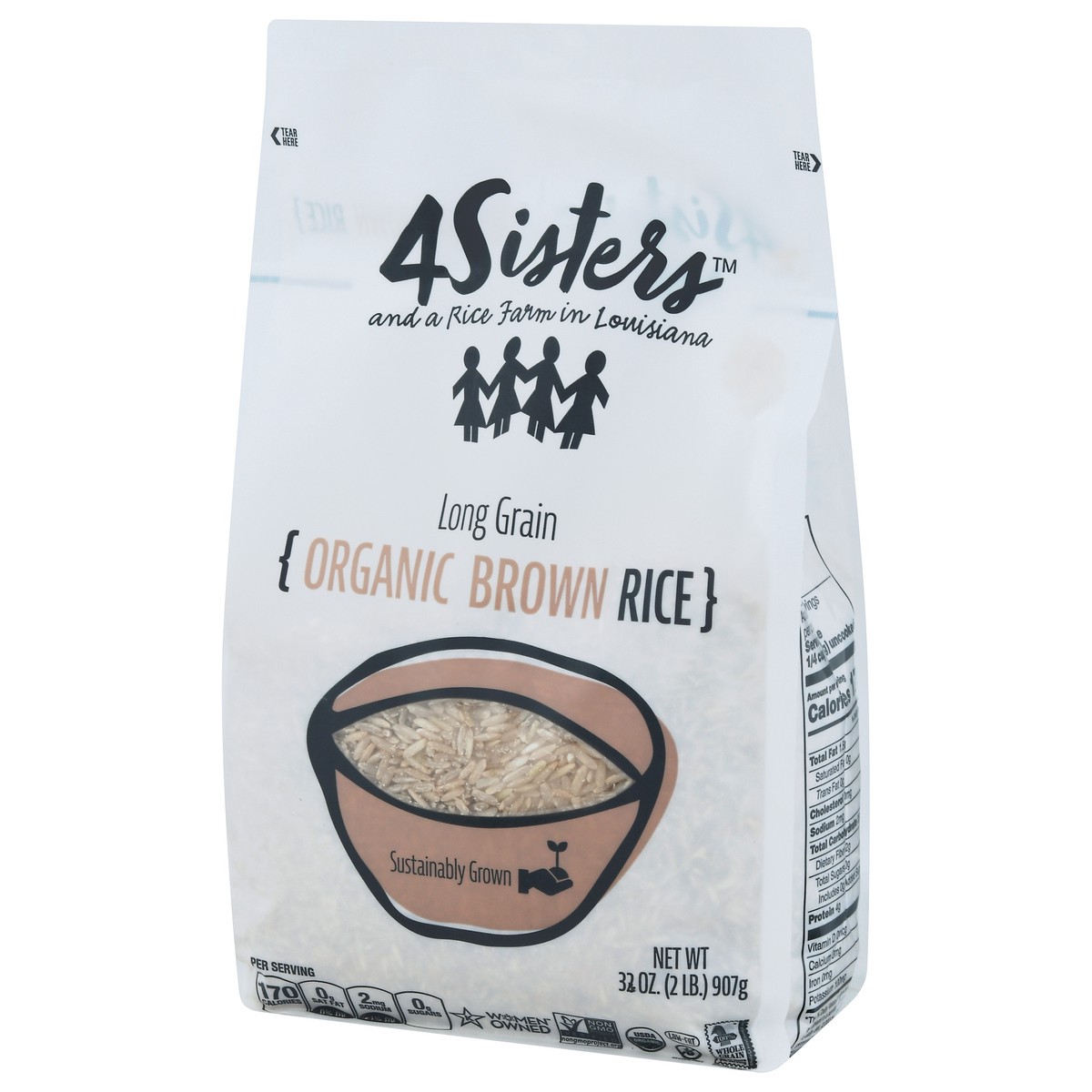 slide 3 of 9, 4Sisters Brown Rice, Organic, Long Grain, 2 lb