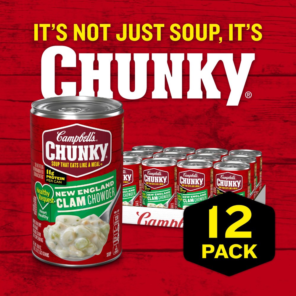 slide 2 of 2, Campbell's Chunky Healthy Request New England Clam Chowder Case Sale, 12 ct; 18.8 oz