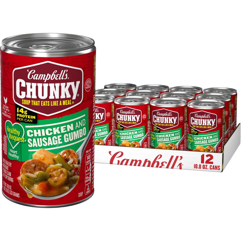 slide 3 of 6, Campbell's Chunky Healthy Request Chicken And Sausage Gumbo Soup - 18.8 Oz, 18.8 oz