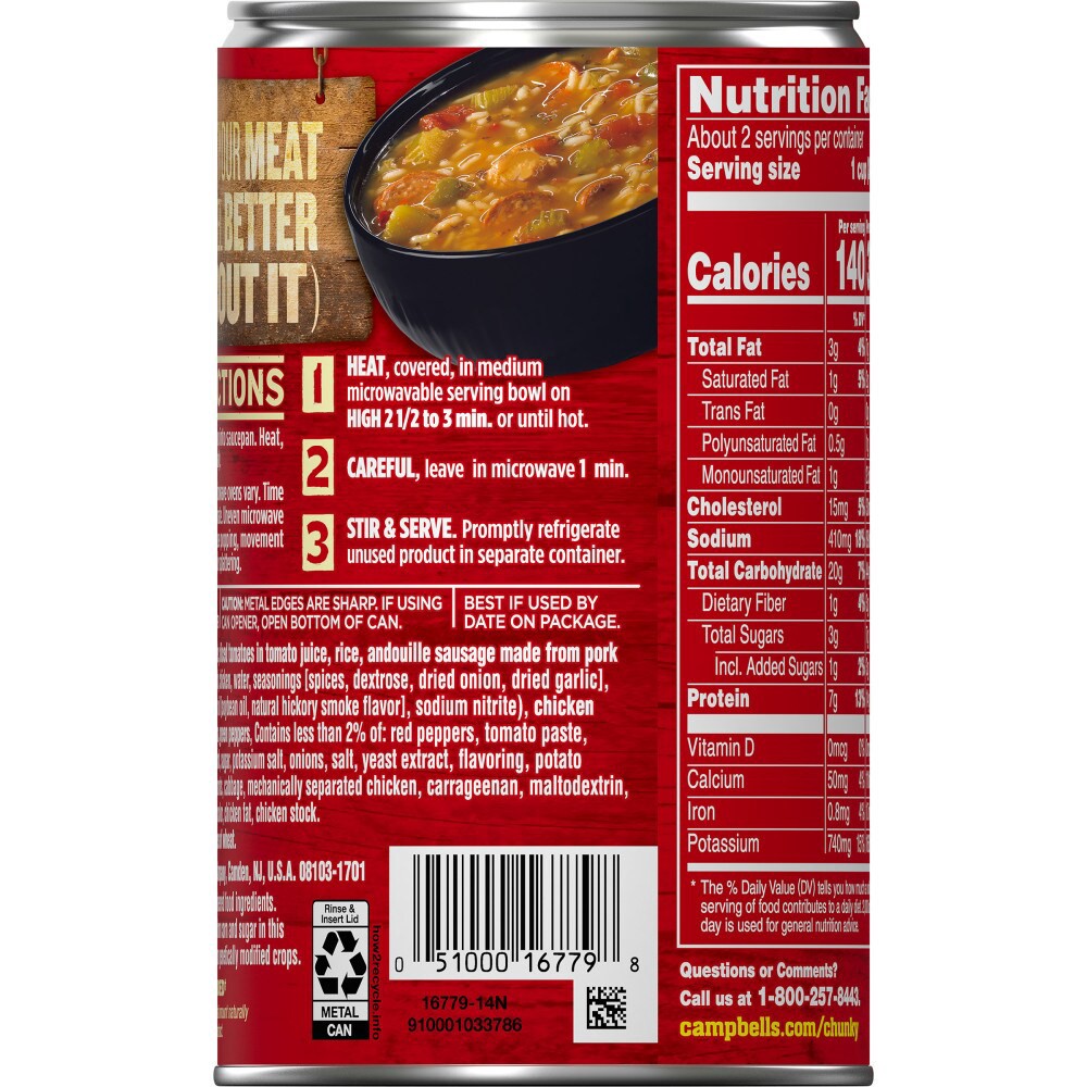slide 2 of 6, Campbell's Chunky Healthy Request Chicken And Sausage Gumbo Soup - 18.8 Oz, 18.8 oz