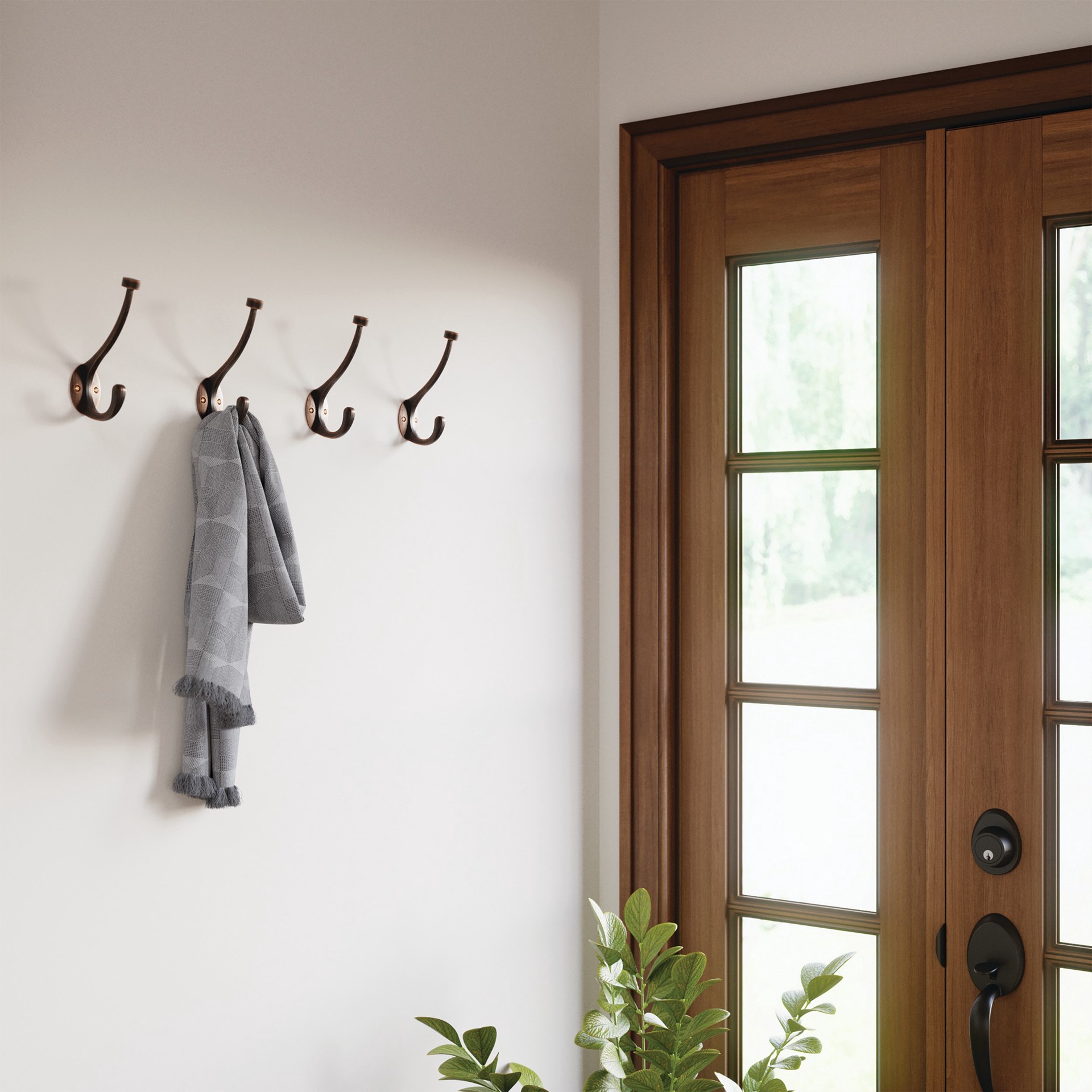 slide 5 of 6, allen + roth 1 -Hook 3.1417-in x 5.6102-in H Venetian Bronze Decorative Wall Hook ( 25-lb Capacity), 1 ct