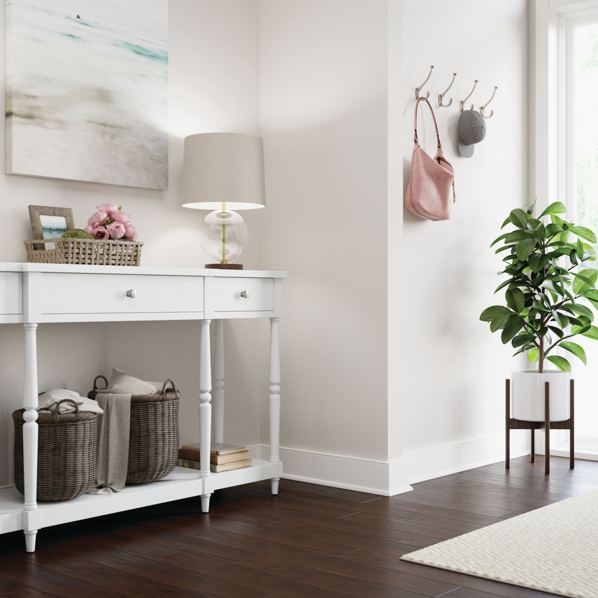 slide 5 of 6, allen + roth 1-Hook 3.1417-in x 5.6102-in H Satin Nickel Decorative Wall Hook (25-lb Capacity), 1 ct