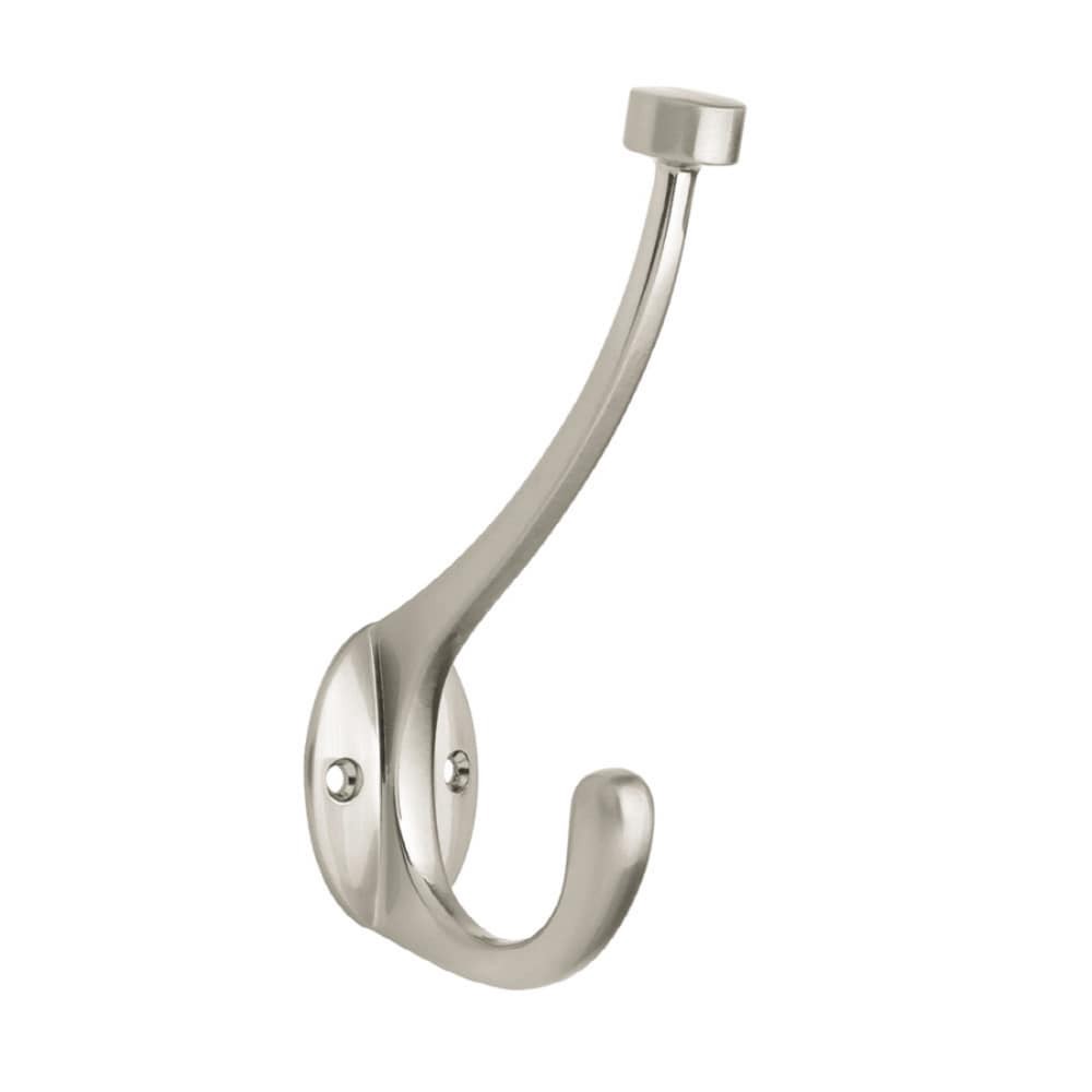 slide 1 of 6, allen + roth 1-Hook 3.1417-in x 5.6102-in H Satin Nickel Decorative Wall Hook (25-lb Capacity), 1 ct