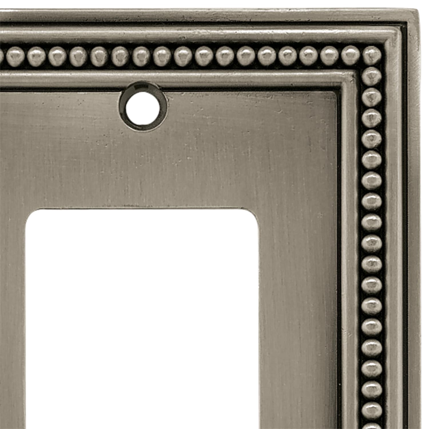 slide 3 of 6, allen + roth Beaded 1 -Gang Midsize Size Brushed satin pewter Metal Indoor Decorator Wall Plate, 1 ct