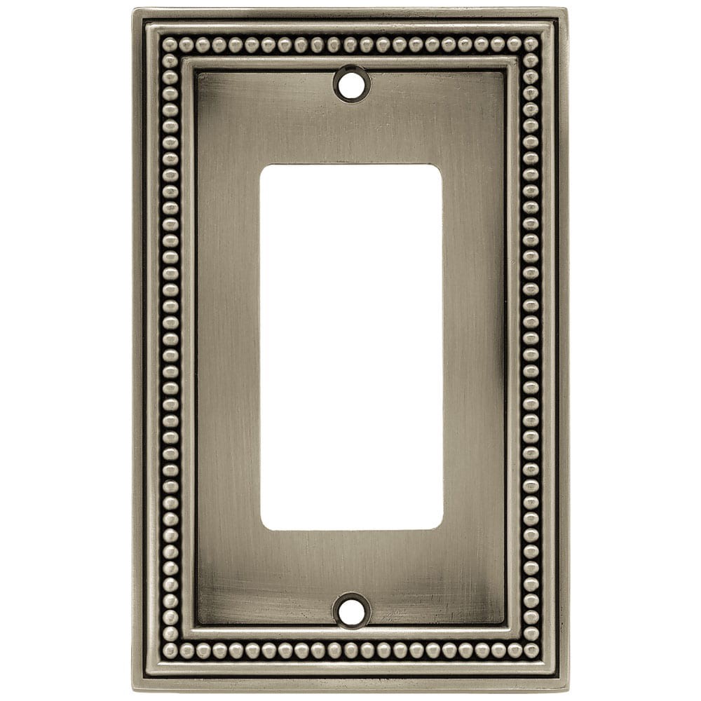 slide 1 of 6, allen + roth Beaded 1 -Gang Midsize Size Brushed satin pewter Metal Indoor Decorator Wall Plate, 1 ct