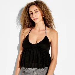 Women's Ruffle Halter Top - Wild Fable™ Black XS