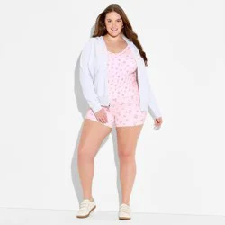 Women's High-Rise ButterBliss Bike Shorts - Wild Fable™ Light Pink Strawberries XXL