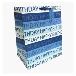 Bows And Sparkles XL 'Happy Birthday' Gift Bag with Tag Blue