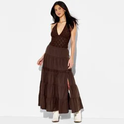 Women's Lace Inset Tiered Maxi Skirt - Wild Fable™ Brown XL