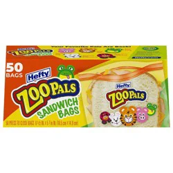 Hefty ZooPals Sandwich Bags - 50ct: Double Seal Lock, LDPE Material, Multipurpose Household Use