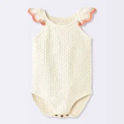 Baby Girls' Pointelle Scallop Sweater Romper - Cloud Island™ Cream 6-9M