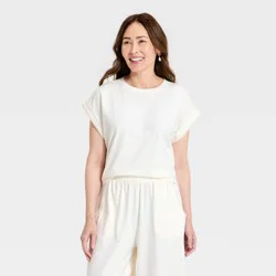 Women's Short Sleeve Jersey Knit T-Shirt - Universal Thread™ Cream XS