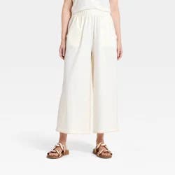 Women's Mid-Rise Wide Crop Leg Jersey Knit Pull-On Pants - Universal Thread™ Cream XL