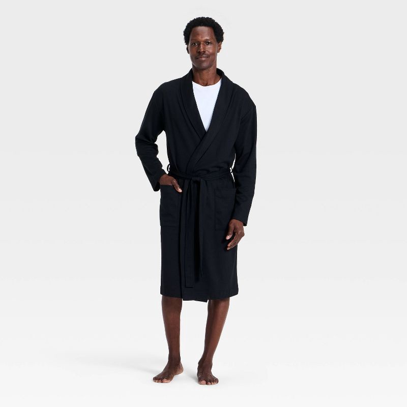 slide 1 of 3, Men's Lightweight Robe - Goodfellow & Co™ Black S/M, 1 ct
