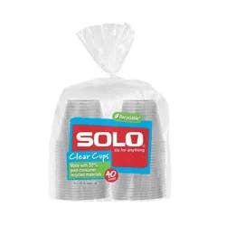 Solo Clear Disposable Cups - 9oz/40ct: Solid Pattern, 3.77" Height