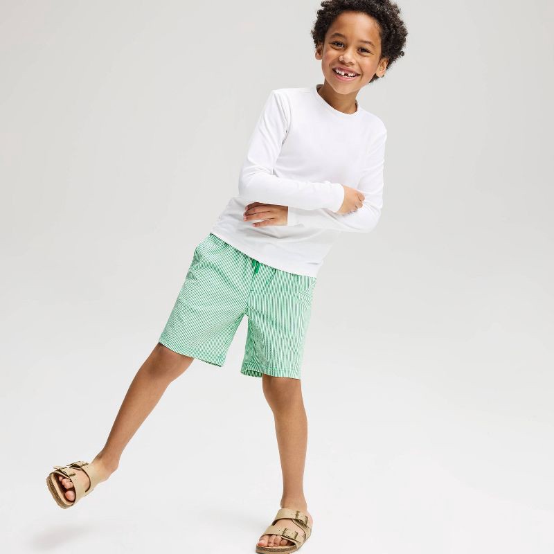 slide 1 of 3, Boys' Seersucker Swim Trunks - Cat & Jack™ Green/White S, 1 ct