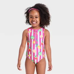 Infant Girls' Citrus Striped Zip-Front Tank - Cat & Jack™ Pink 12M