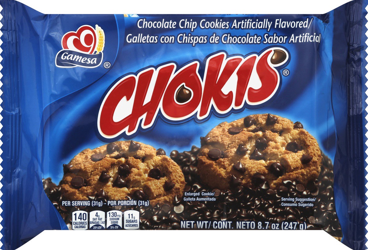 slide 5 of 5, Gamesa Chokis Chocolate Chip Cookie 8.7 Ounce Plastic Bag, 8.7 oz