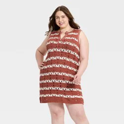 Women's Mini Sweater Dress - Universal Thread™ Rust Striped XXL