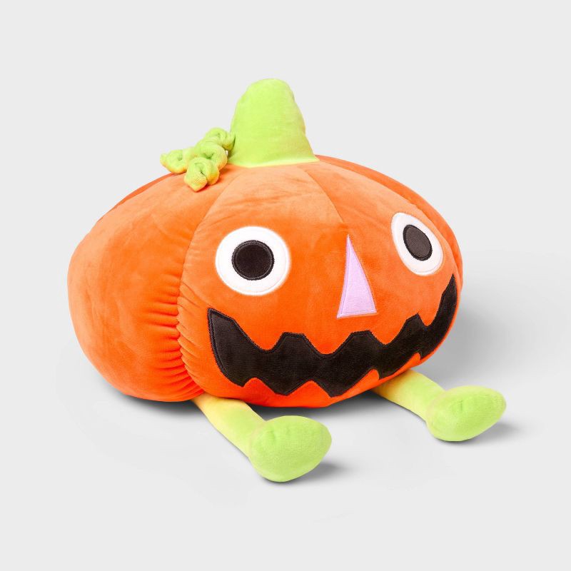 slide 1 of 4, Jack O'Lantern Halloween Weighted Plush Kids' Throw Pillow - Pillowfort™, 1 ct