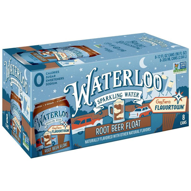 slide 1 of 5, Waterloo Sparkling Water Root Beer Float Cans - 8pk/12 fl oz, 8 ct; 12 fl oz