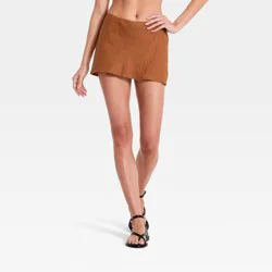 Women's Linen Mini Wrap Skirt - A New Day™ Deep Orange S