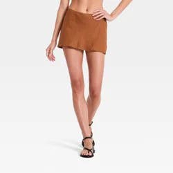 Women's Linen Mini Wrap Skirt - A New Day™ Deep Orange S