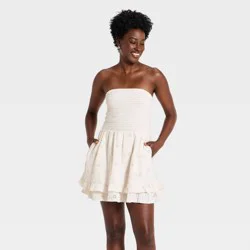 Women's Cotton Mini Sundress - Universal Thread™ Cream L
