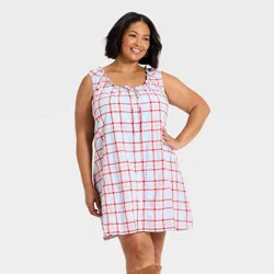 Women's Mini Swing Shift Dress - Universal Thread™ Blue Plaid XXL
