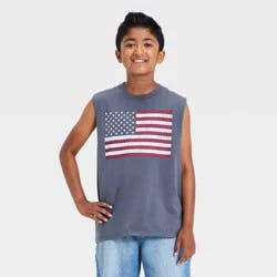 Boys' American Flag Graphic Tank Top - art class™ Blue S