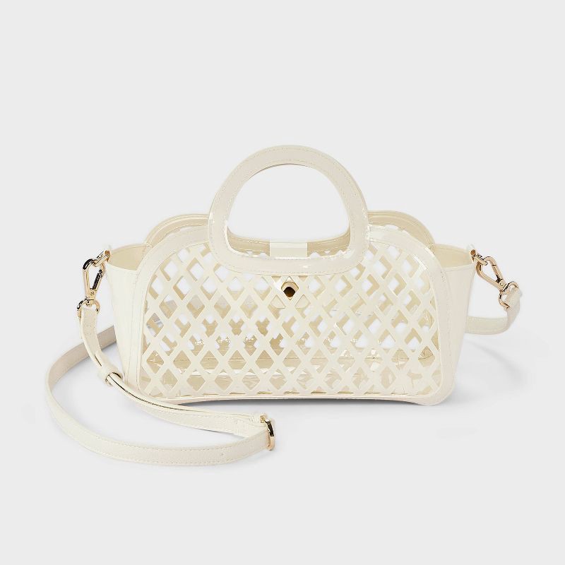 slide 1 of 6, Jelly Mini Cage Tote Crossbody Bag - A New Day™ Cream, 1 ct