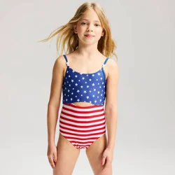 Girls' American Flag One Piece Swimsuit - Cat & Jack™ M