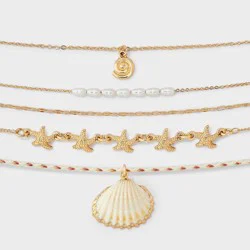 Sealife Choker Necklace 5pc Set - Wild Fable™ Gold