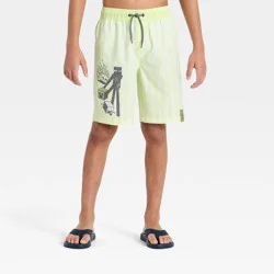 Boys' Minecraft Striped Swim Trunks - Lime Green M