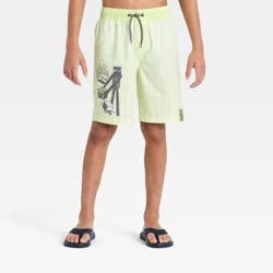 Boys' Minecraft Striped Swim Trunks - Lime Green L
