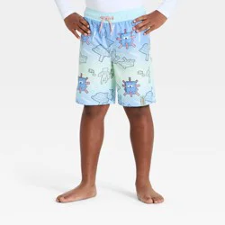 Boys' Minecraft Aqua Mobs Swim Trunks - Blue M