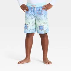 Boys' Minecraft Aqua Mobs Swim Trunks - Blue M