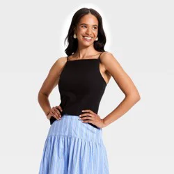 Women's Square Neck Tank Top - A New Day™ Black XS
